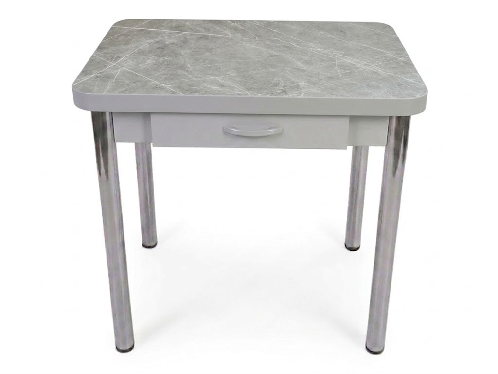 Стол Ломберный с ящ 600*800 (1200) ноги хром Серое Пл.7237 серый Тунис