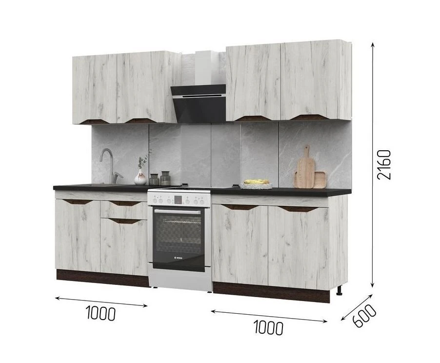 ПАОЛА Кухня 2000х2160х600, ВЕН/КРАФТ БЕЛ