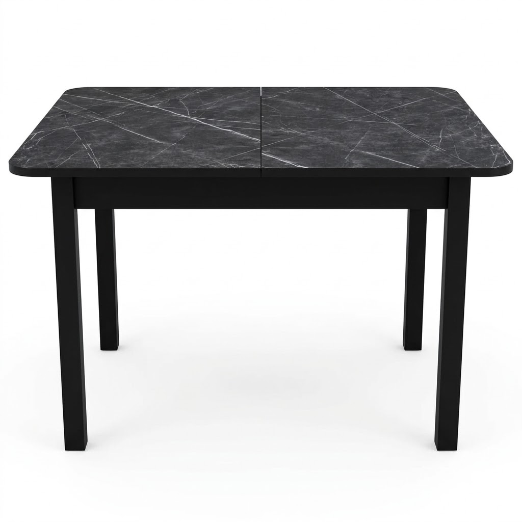 Стол Висма раздвижной 1200(1980)*800 ноги квадро черные Черное Пл.3102 Черный Тунис Висма