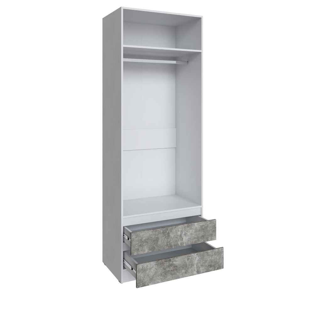 Шкаф Мадрид (0,8) с 2 ящ. без ручек без зеркала белый/ателье светлое Шкаф Мадрид (0,8) с 2 ящ. без ручек без зеркала белый/ателье светлое