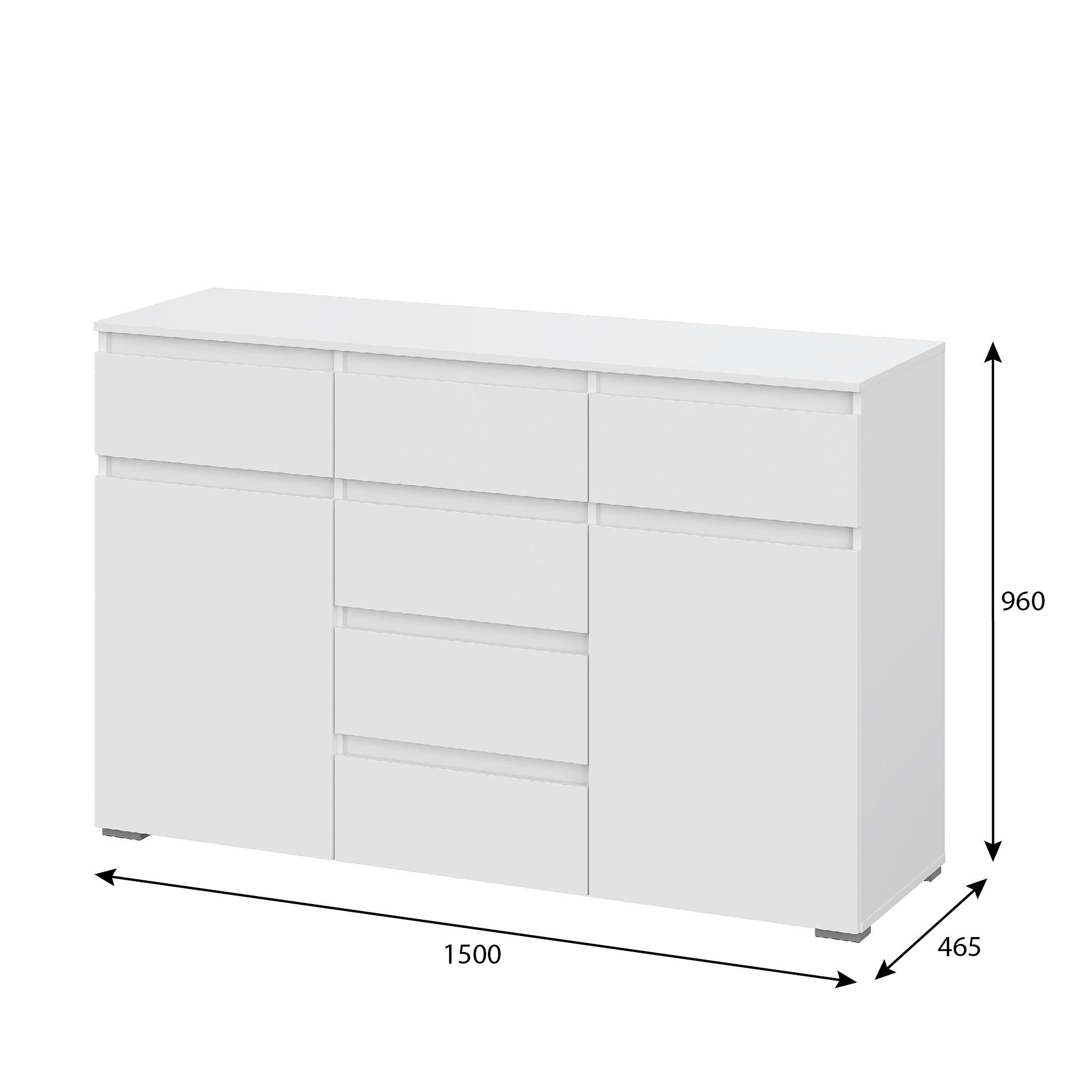 Люмо Комод КМ 05 (6 ящиков) 1502х958х460 (БЕЛ/БЕЛ)