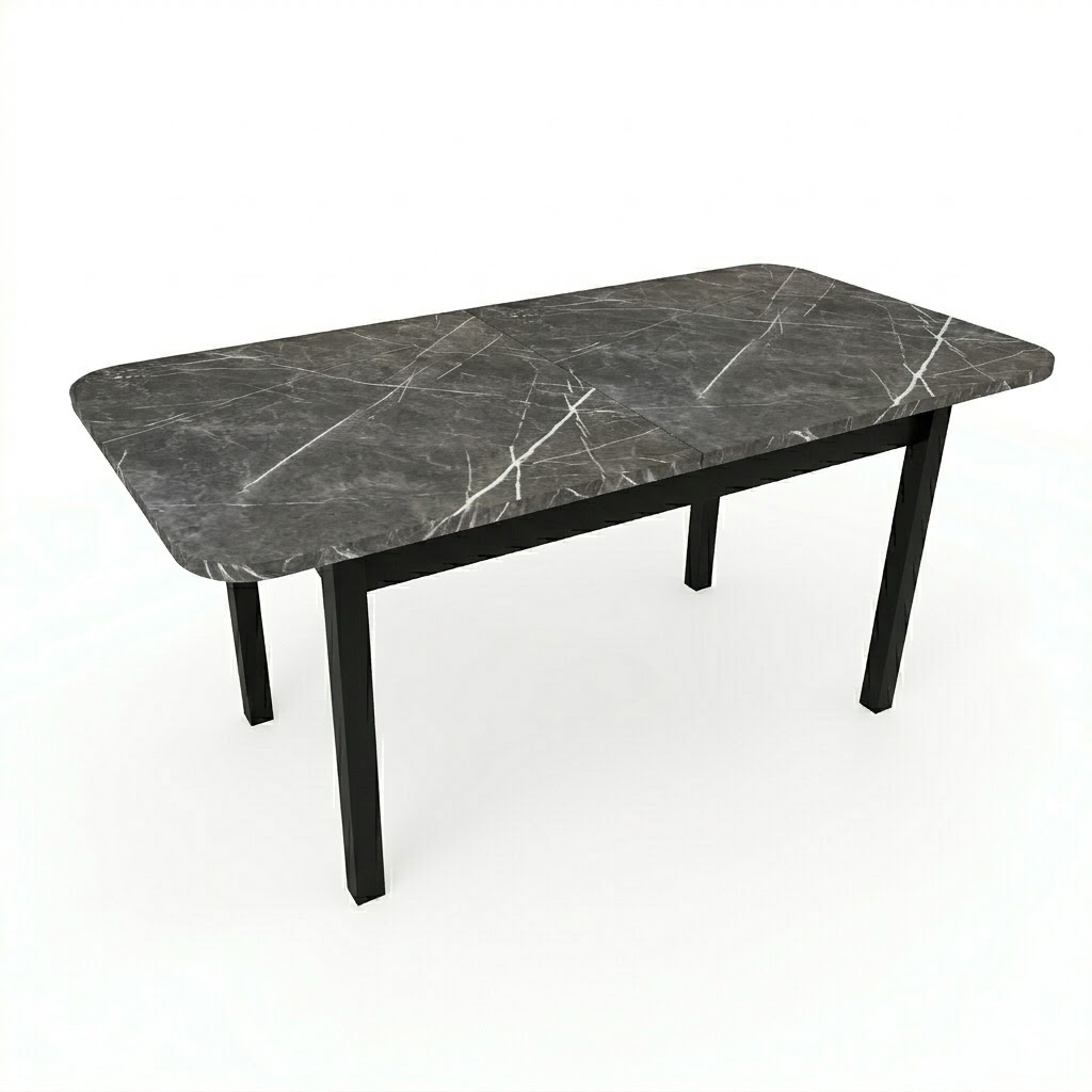 Стол Семейный раздвижной 1600(350)*900 ноги квадро черные Черное Пл.3102 Тунис черный Висма