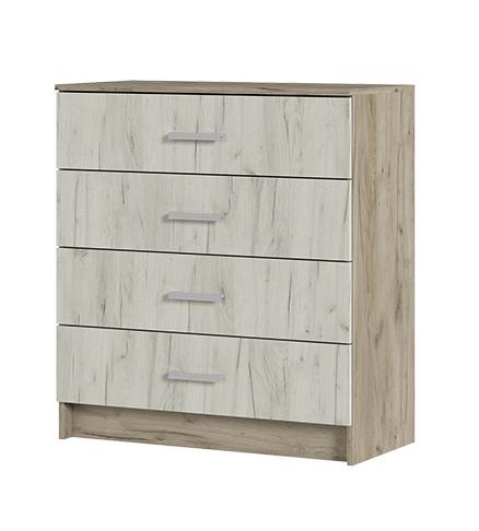 Спальня Комод 4 ящика ГАРМОНИЯ КМ 601  (0,85х0,934х0,408) фасад ДУБ КРАФТ БЕЛЫЙ/корпус ДУБ КРАФТ СЕР