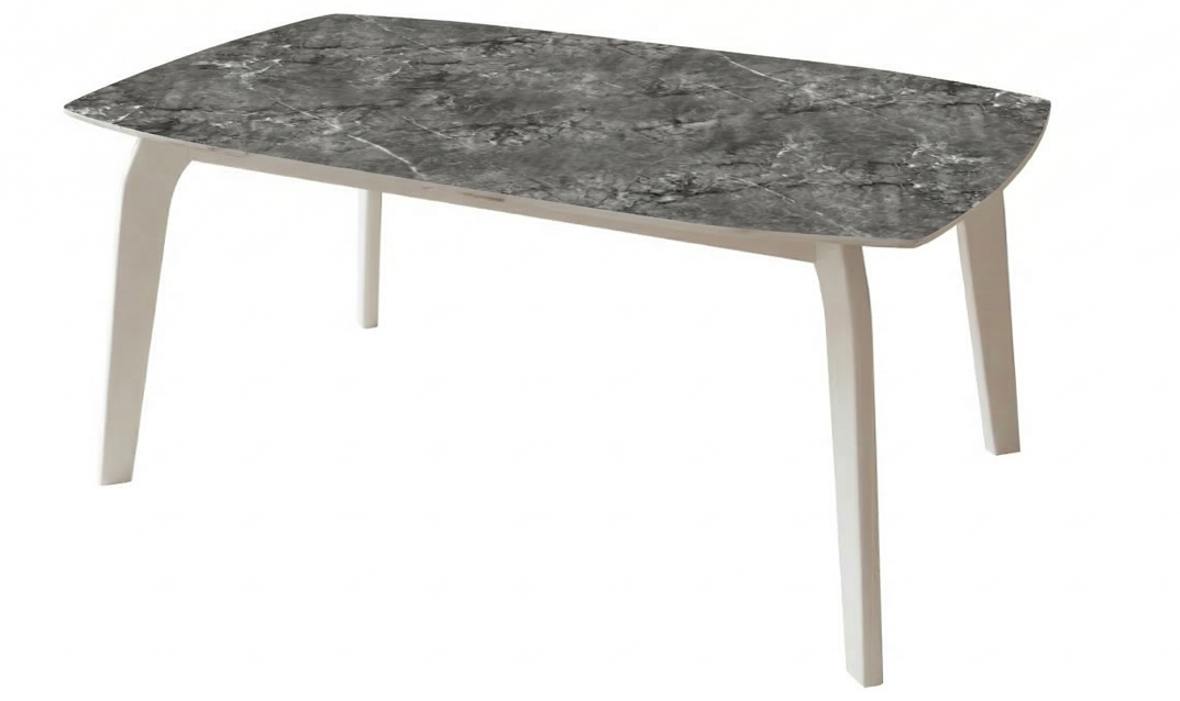 Стол раздвижной Авто Оскар С-3 ФП (Мрамор4 CristalVision) белый Н-7+