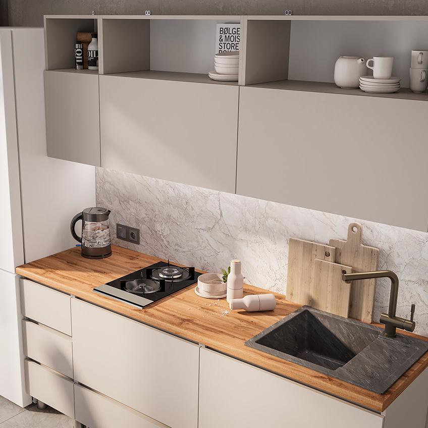 Люмо Кухонный гарнитур со столешницей 2000х2170х600, Кашемир