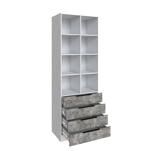 Стеллаж Мадрид (0,8) с 4 ящ. белый/ателье светлое