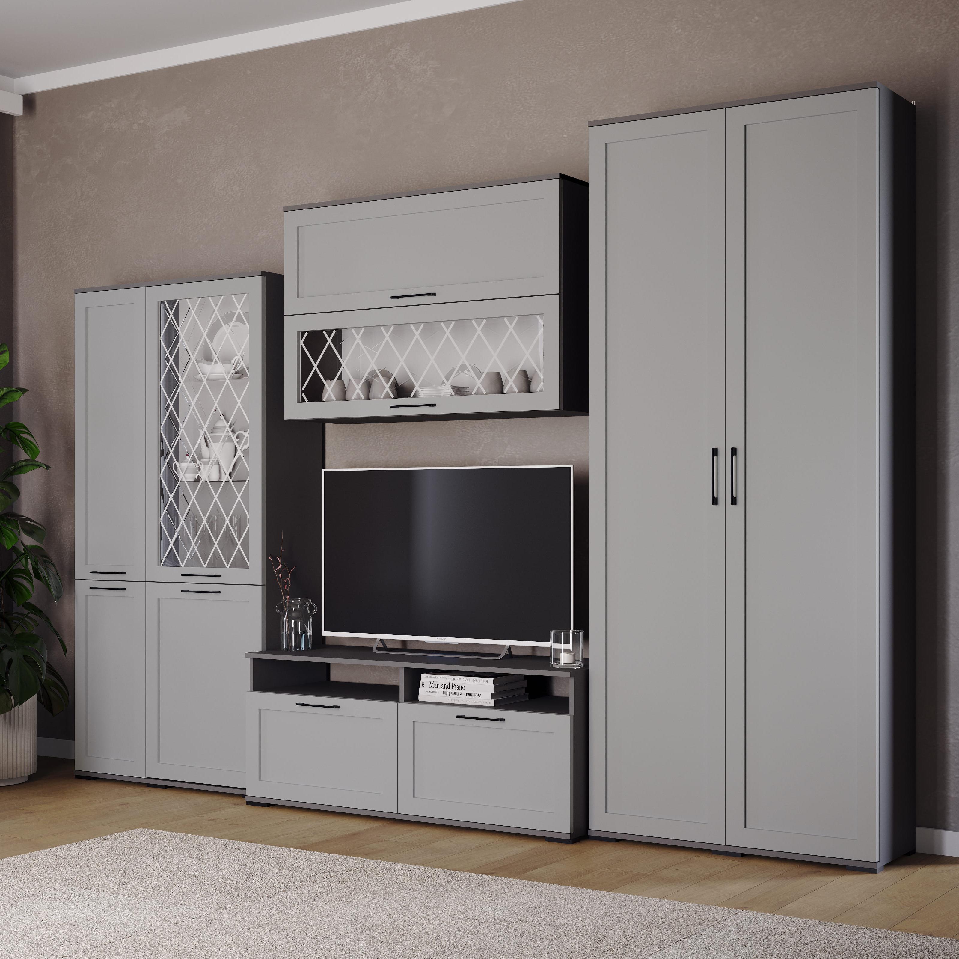 Гостиная София Деко Полка навесная СН-3 графит серый/светло-серый