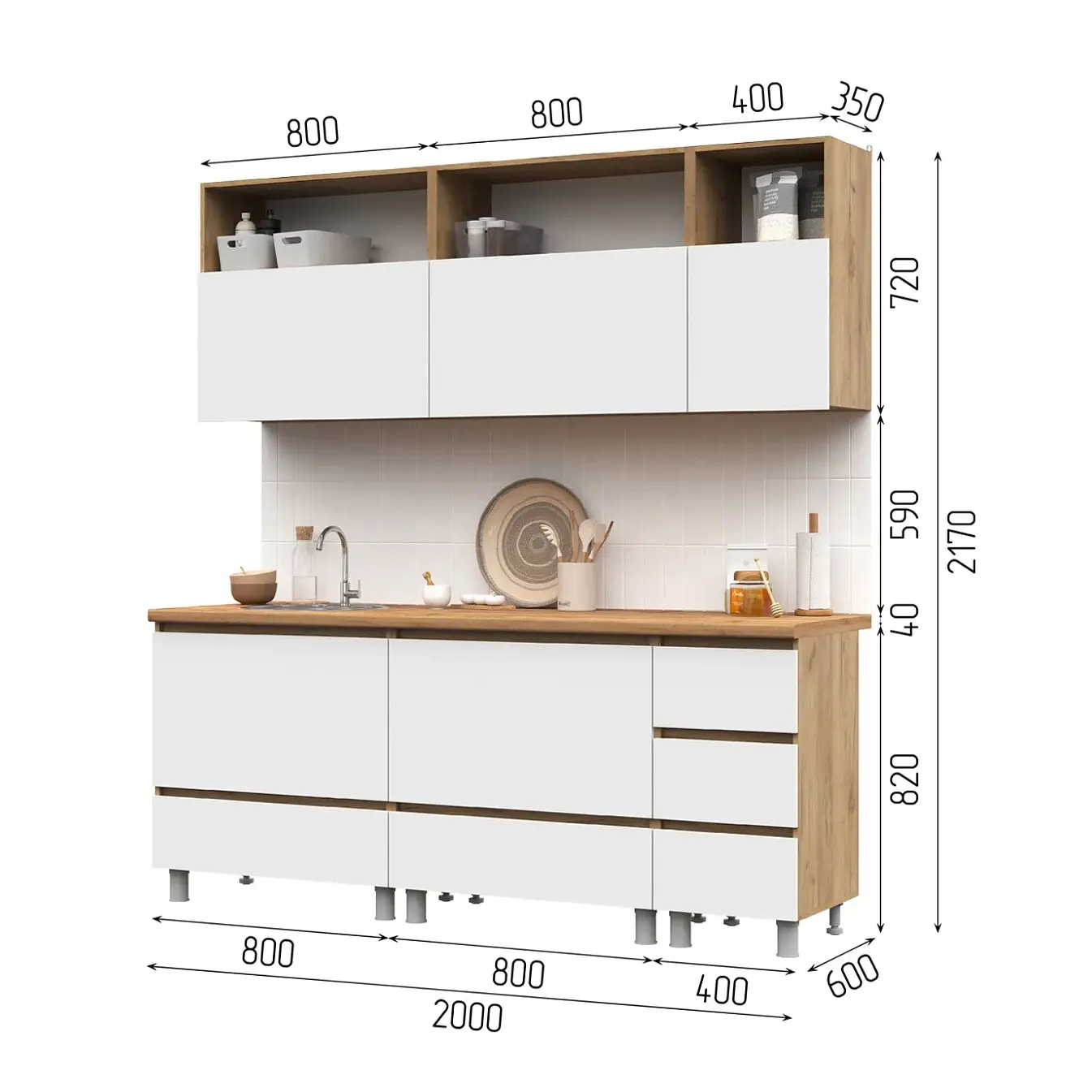 Компоновка 2000/28 вс Лайн, ДУБ КРАФТ ЗОЛОТО/БЕЛ