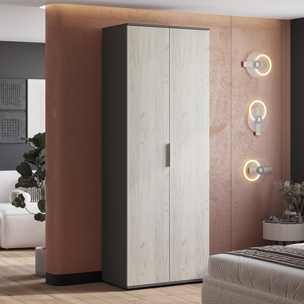 Шкаф "Плаза" ШК-04 Графит/Дуб крафт белый