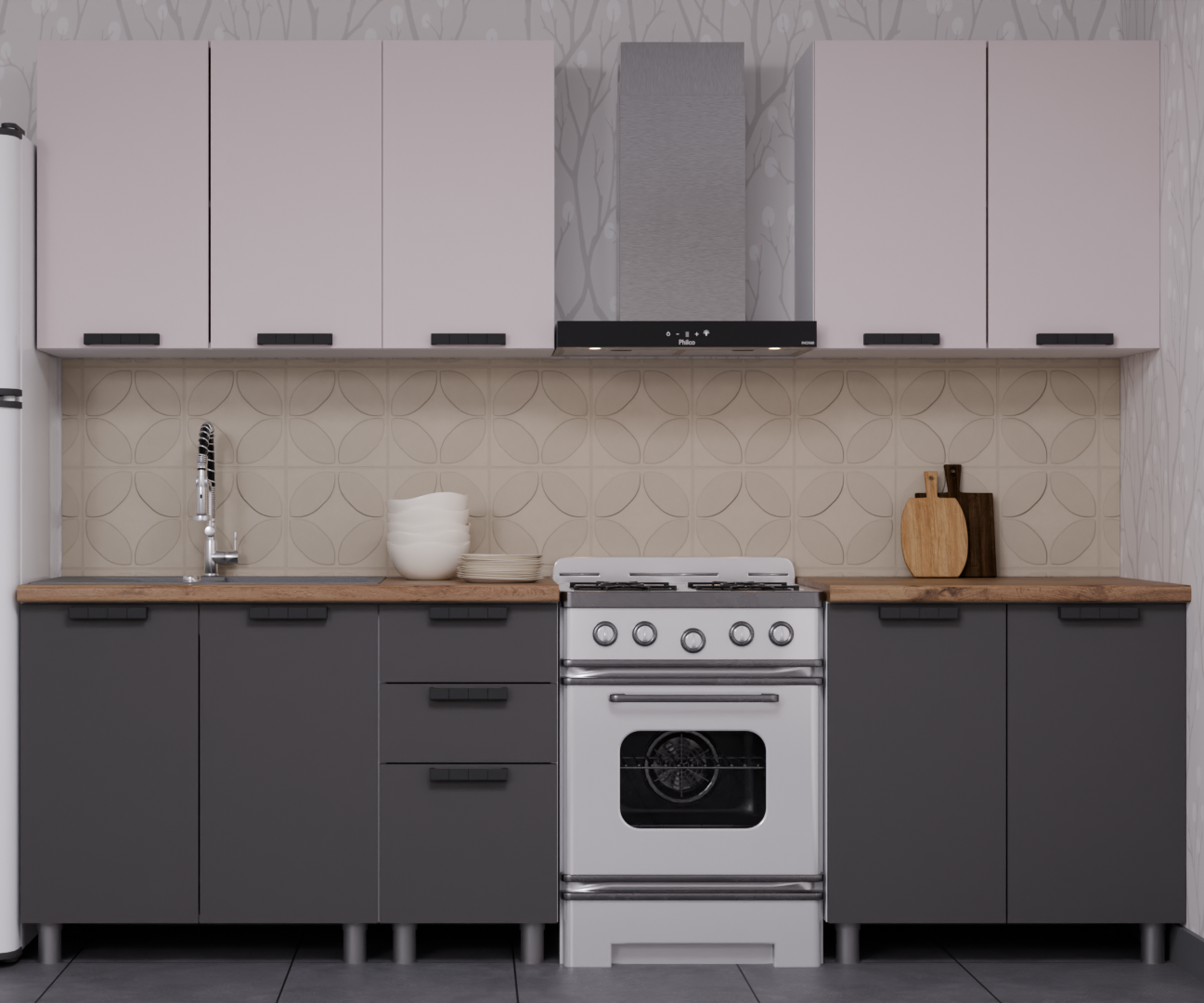 Кухня Лаванда 2.0 Кашемир/Сталь/Дуб Эдда