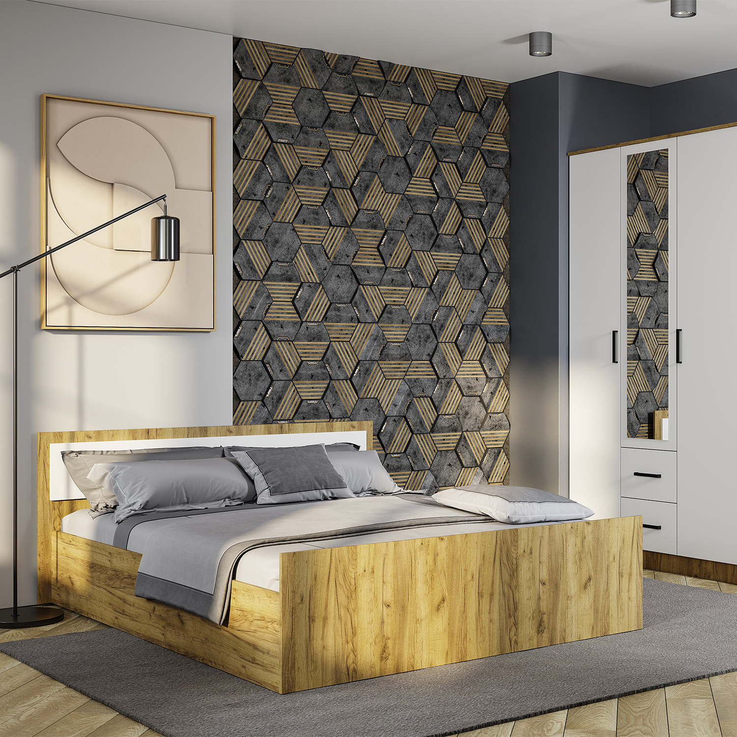 Кровать 1,6 м "Евро" Крафт/Белый