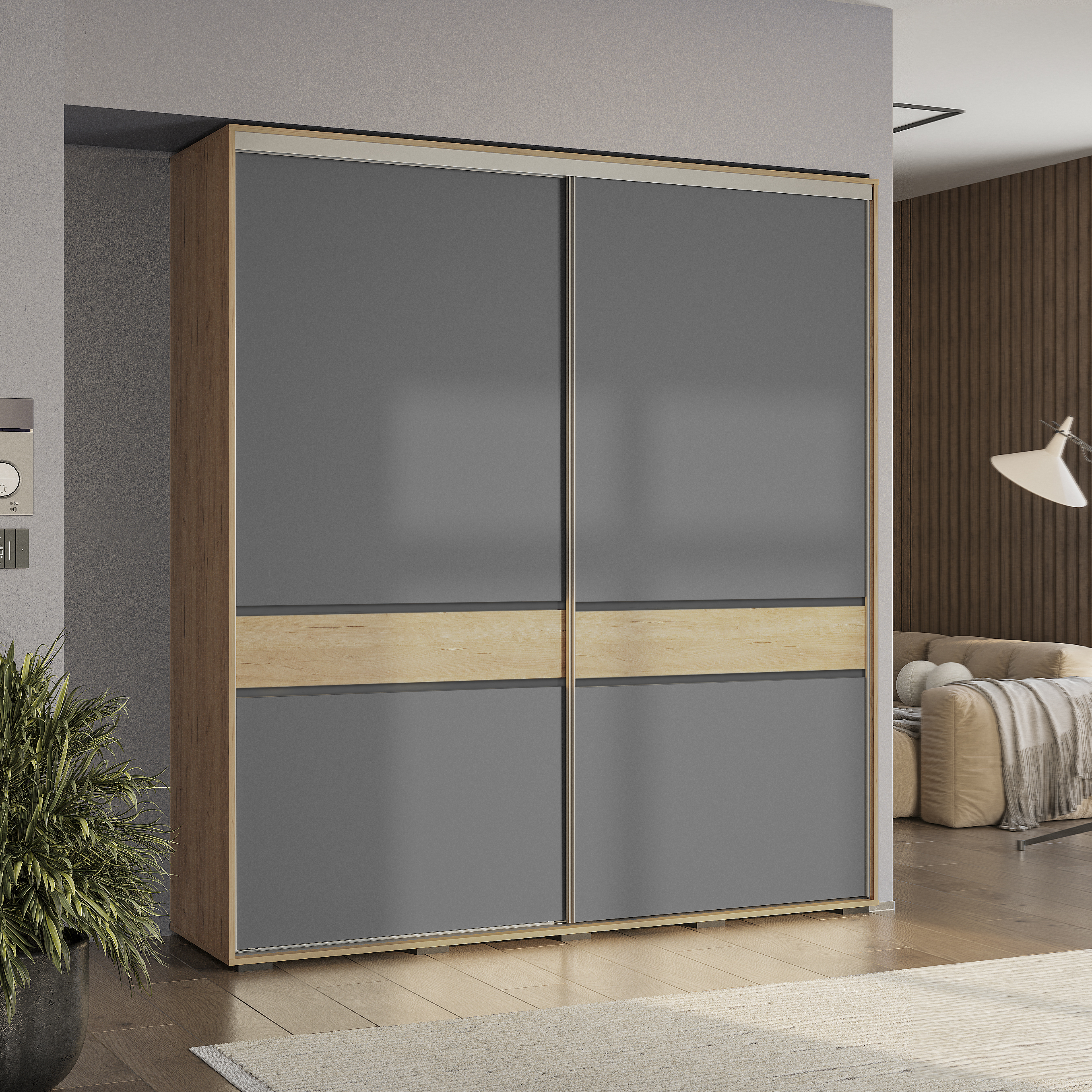 Шкаф-купе "Крафт-10" Крафт/Графит