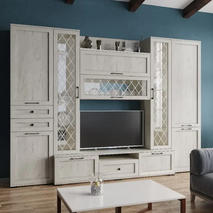 Гостиная София Деко Пенал-витрина СП-5 дуб крафт серый/светло-серый