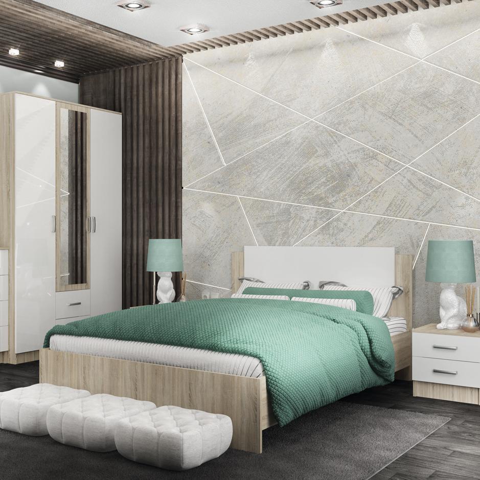 МС Софи Кровать Сонома/Белый СКР 1400.1 NEW