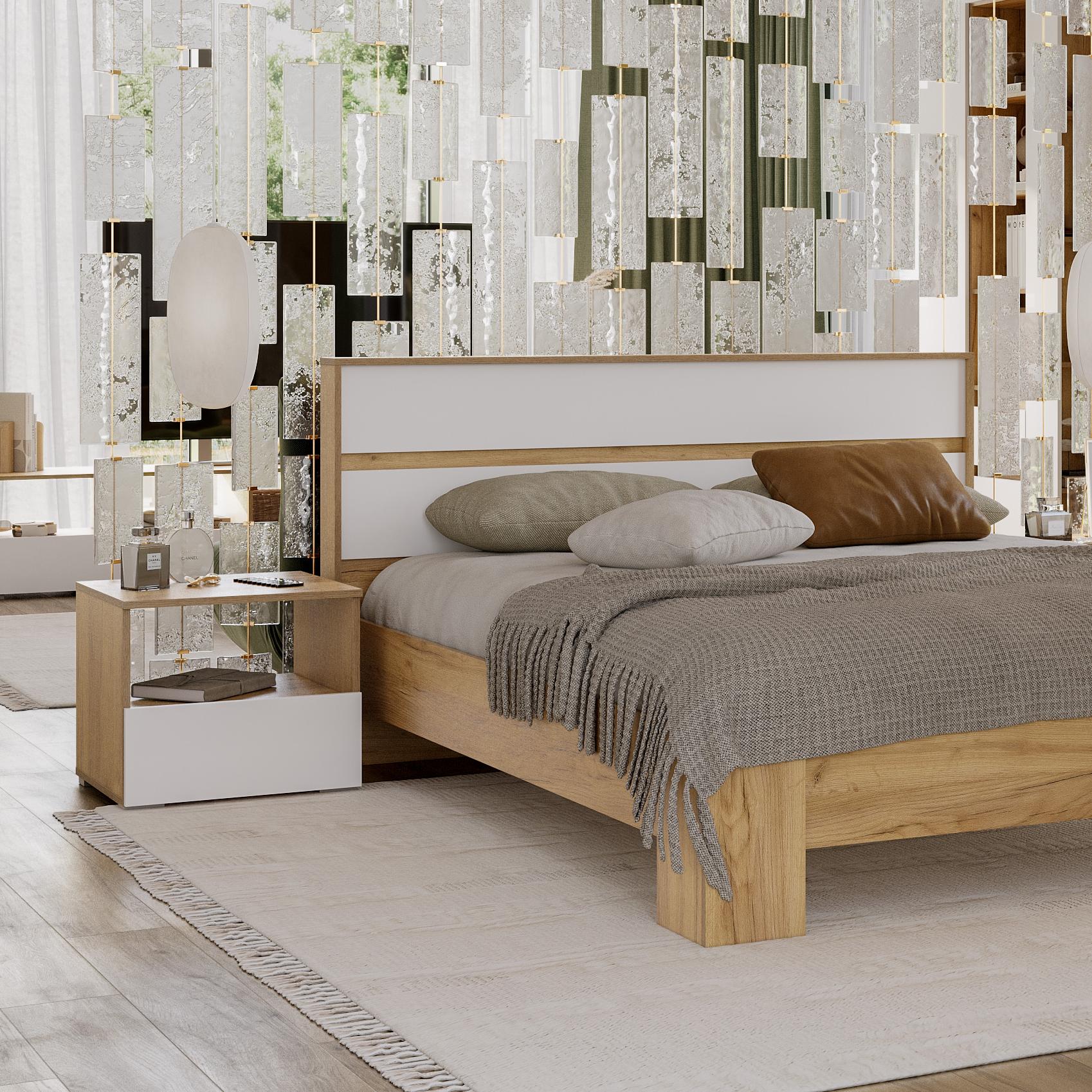 Люмо Тумба прикроватная ТБ 01 504х442х460 (ДУБ КРАФТ ЗОЛОТО/БЕЛ)