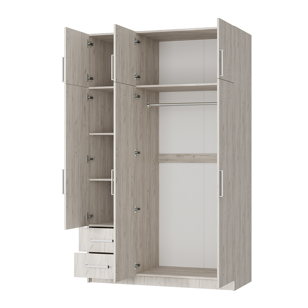 Шкаф 3-х створчатый с ящиками Дуб крафт белый