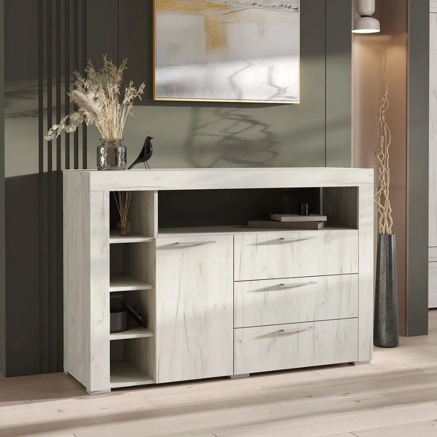 ГРАНД Комод К2 (800х917х449) Фасад ДУБ КРАФТ БЕЛЫЙ/Корпус ДУБ КРАФТ БЕЛЫЙ