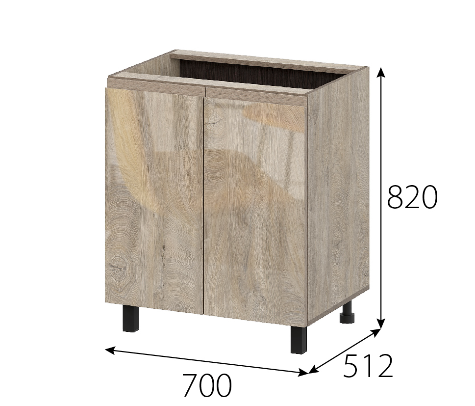 Кухонный гарнитур "Этна" Стол-рабочий 700 (7с2) Дуб Эндгрейн