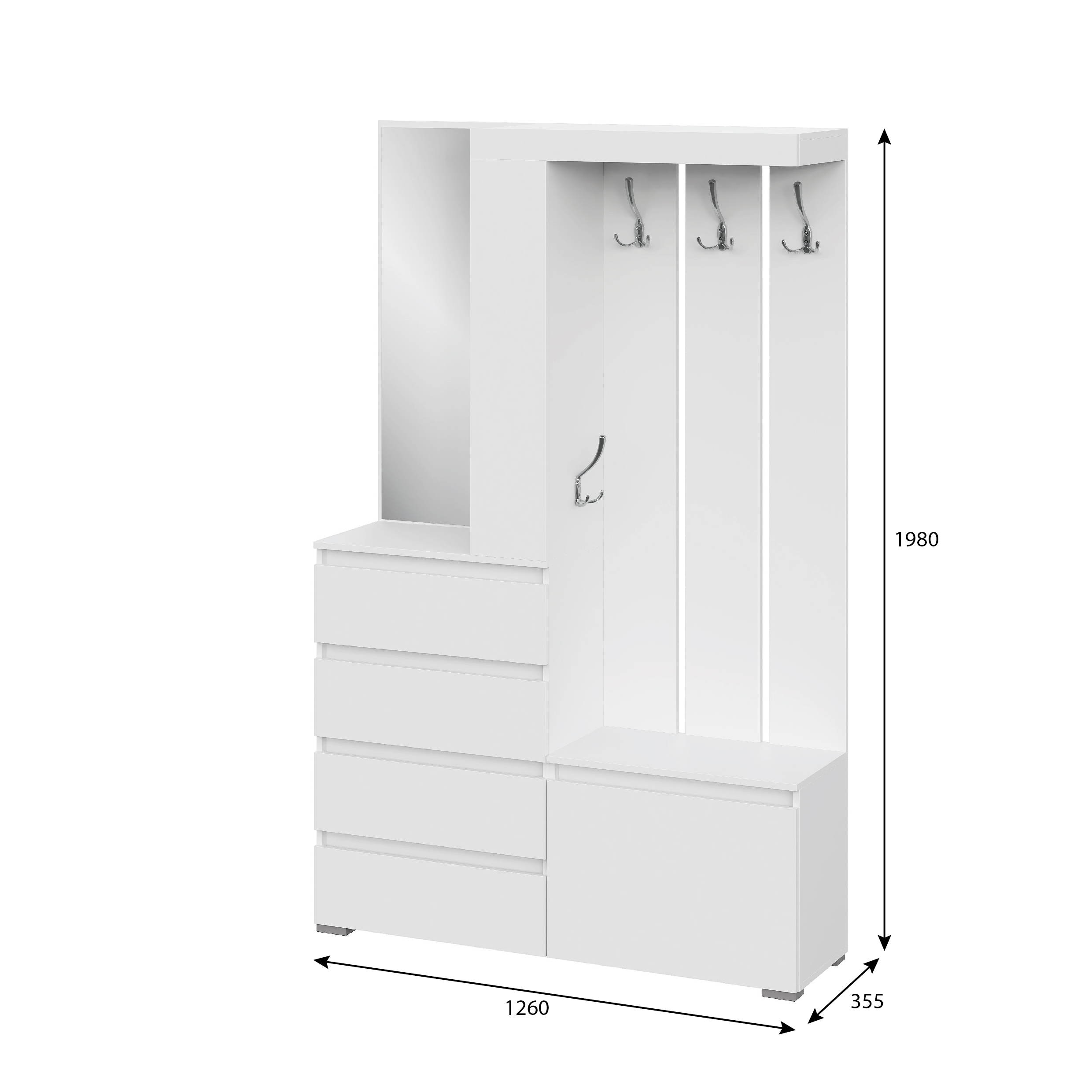 Люмо Прихожая 1260х1980х353 (БЕЛ/БЕЛ)