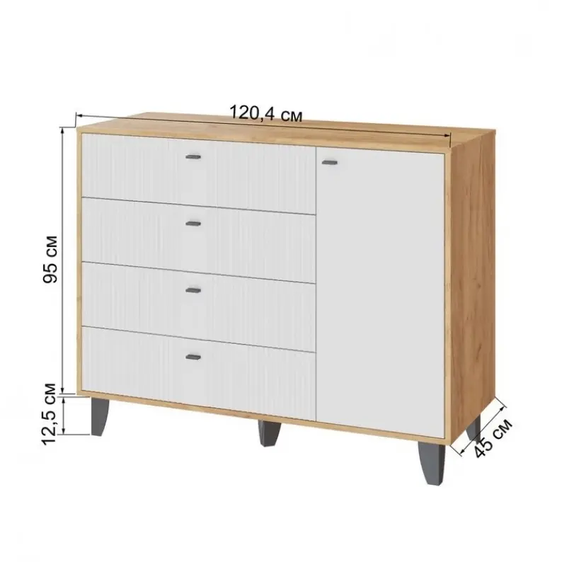 Комод Катрин-13 дуб крафт золотой/карбон фарфор