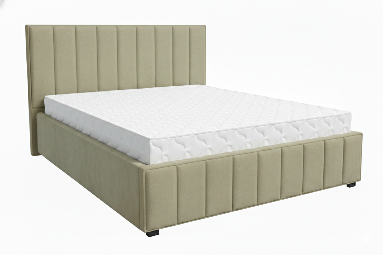 Кровать Кордова-1 1,6*2,0 с П.М. Тк. Тедди 029 нежно-оливковый 6 кат  Апогей