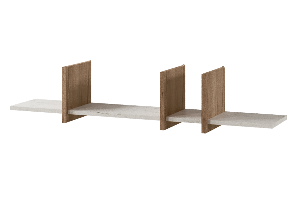 Гостиная Модена навесная полка МН-1 Дуб крафт табачный/Дуб крафт белый