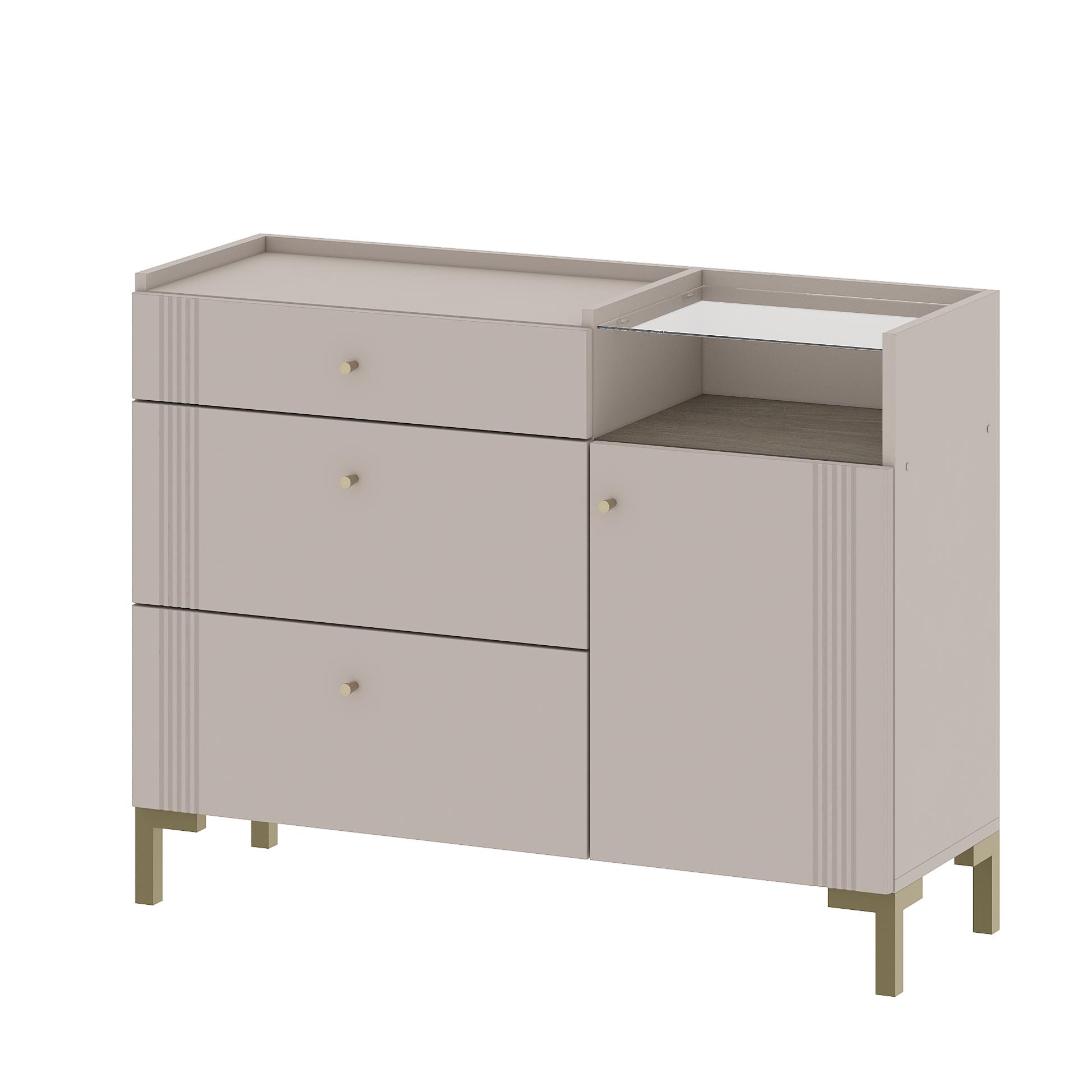 Модульная система "Одетта" Комод с ящиками и створкой (КМ1) Меланж/Дуб Эндгрейн