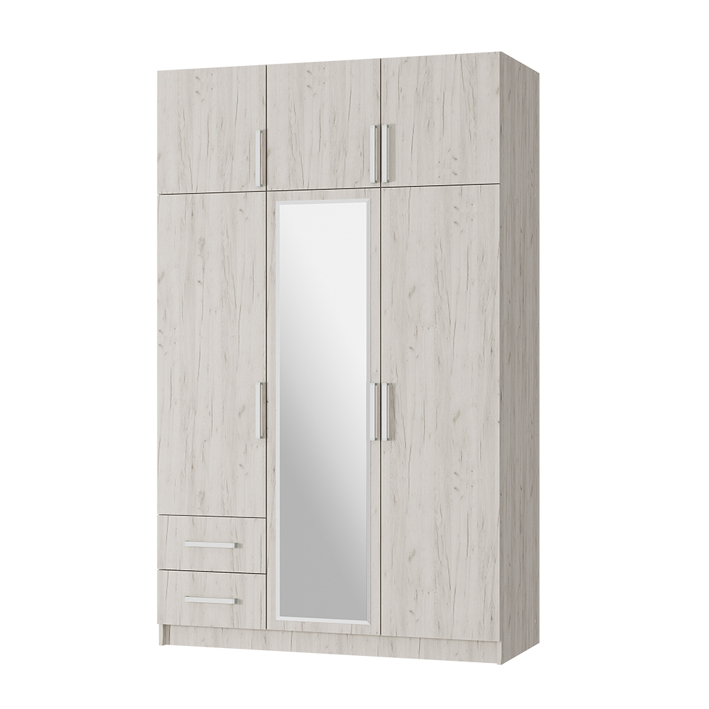 Шкаф 3-х створчатый с ящиками Дуб крафт белый