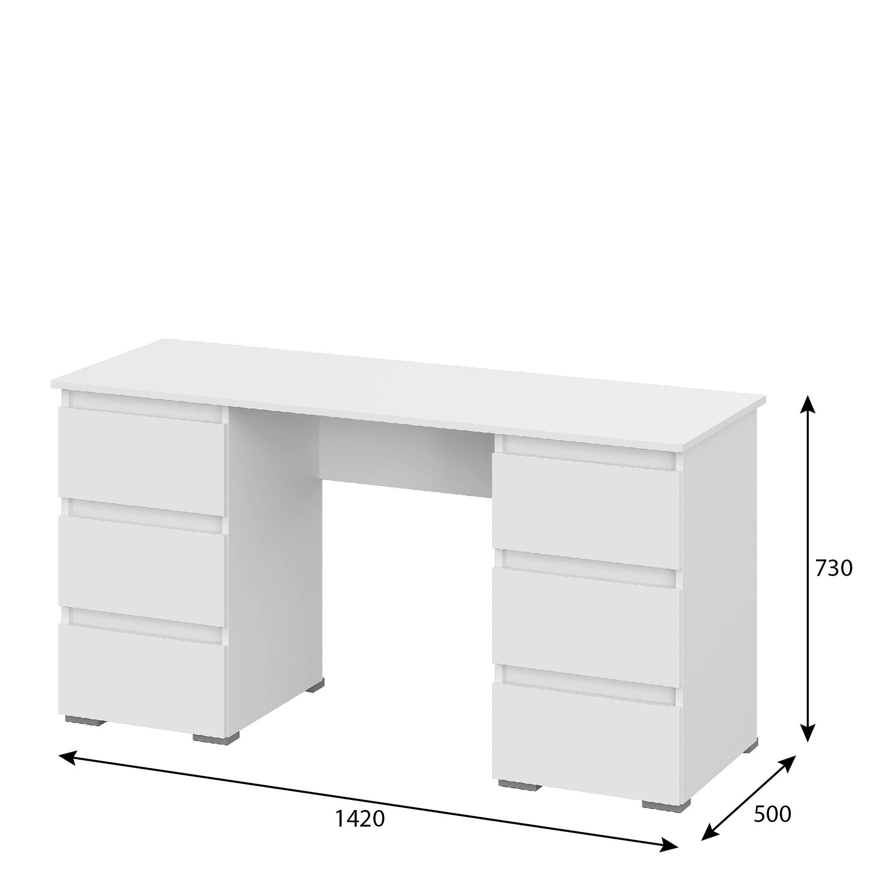 Люмо Стол с ящиками ПС 02 1420х730х500, БЕЛ/БЕЛ