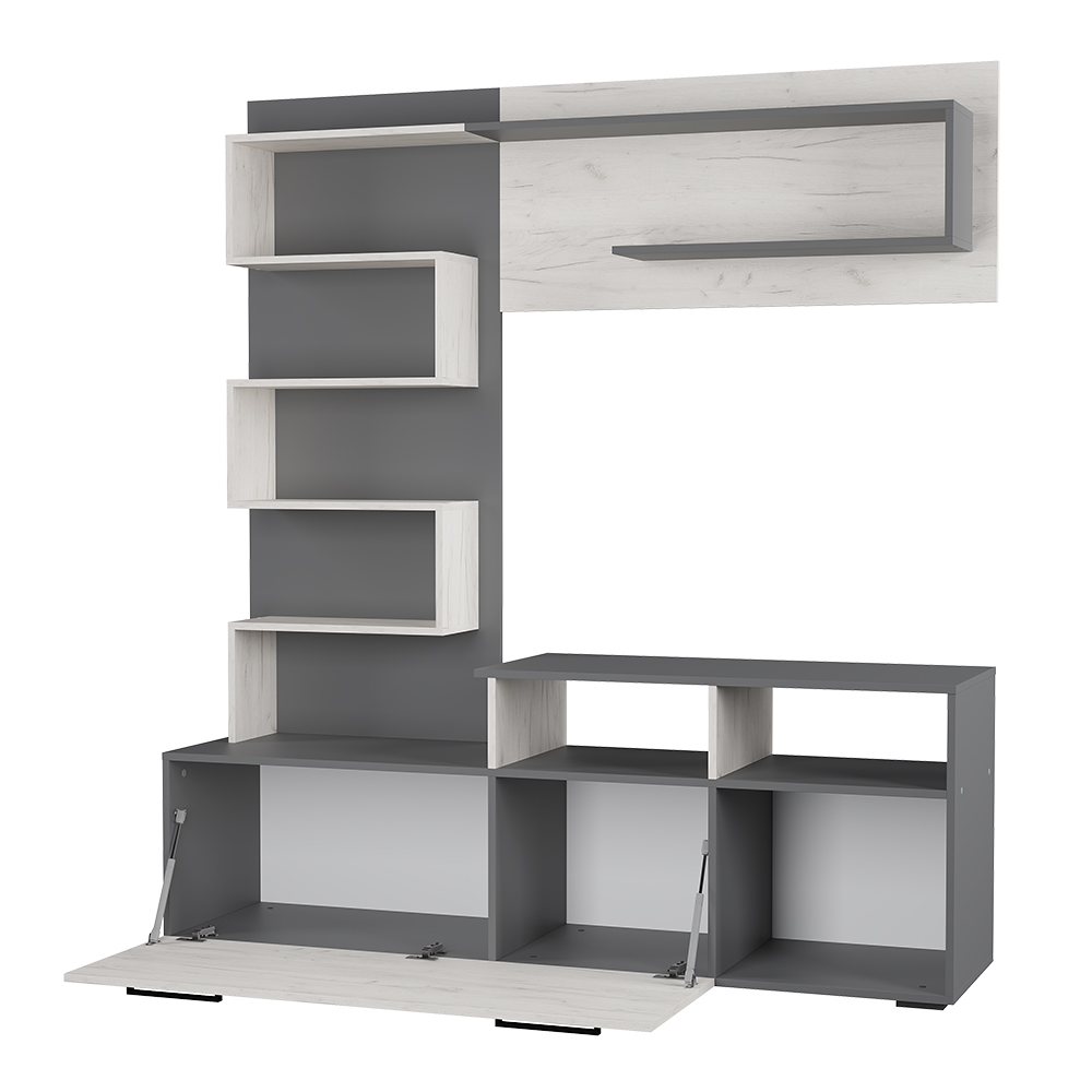 Гостиная "Евро" Графит/Дуб крафт белый