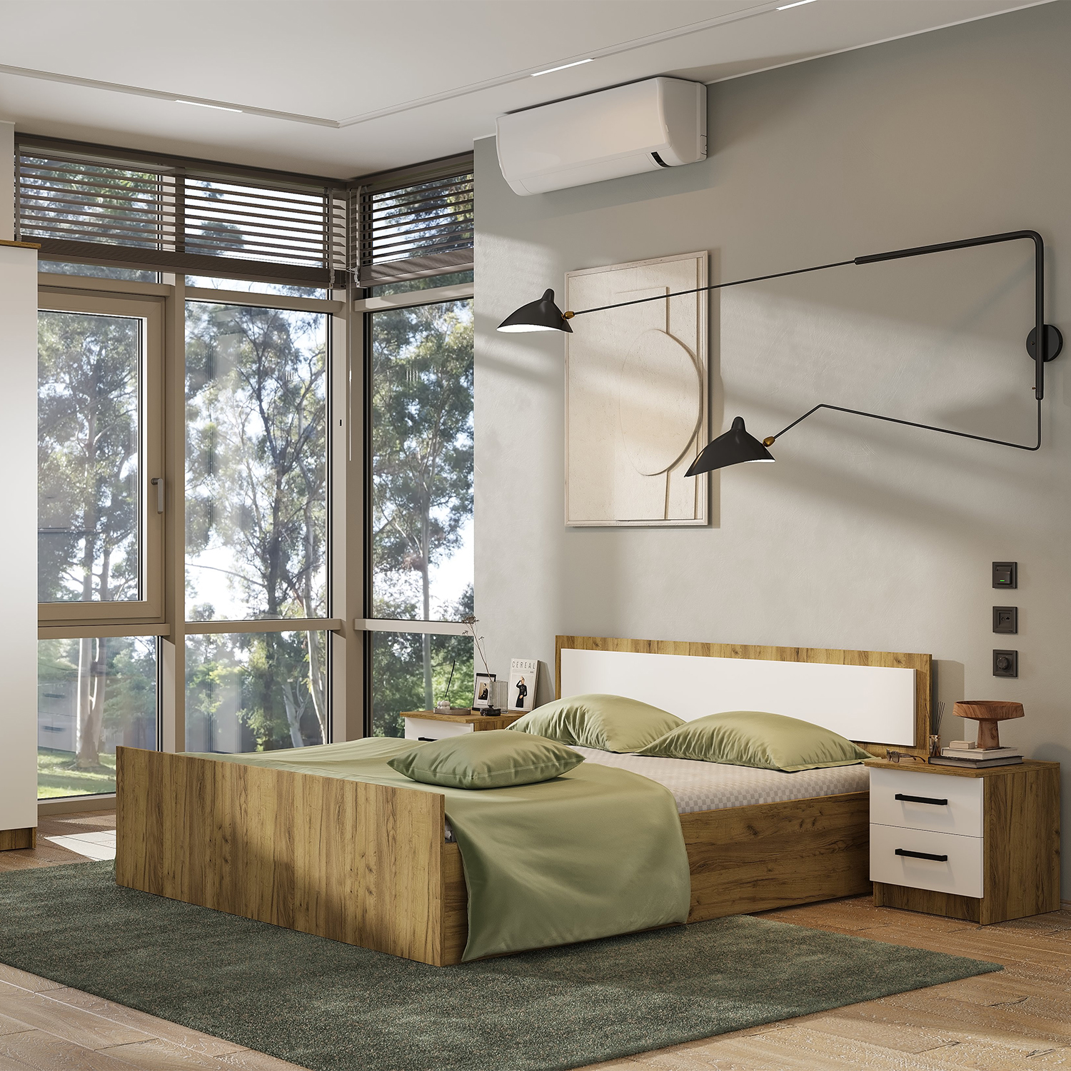 Кровать 0,9 м "Евро" крафт/белый