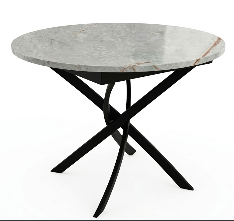 Стол Норд С ЦАРГОЙ вставка 320мм БАБОЧКА пластик 22мм ЧЕРНЫЙ (Пл. Серый Каспий)