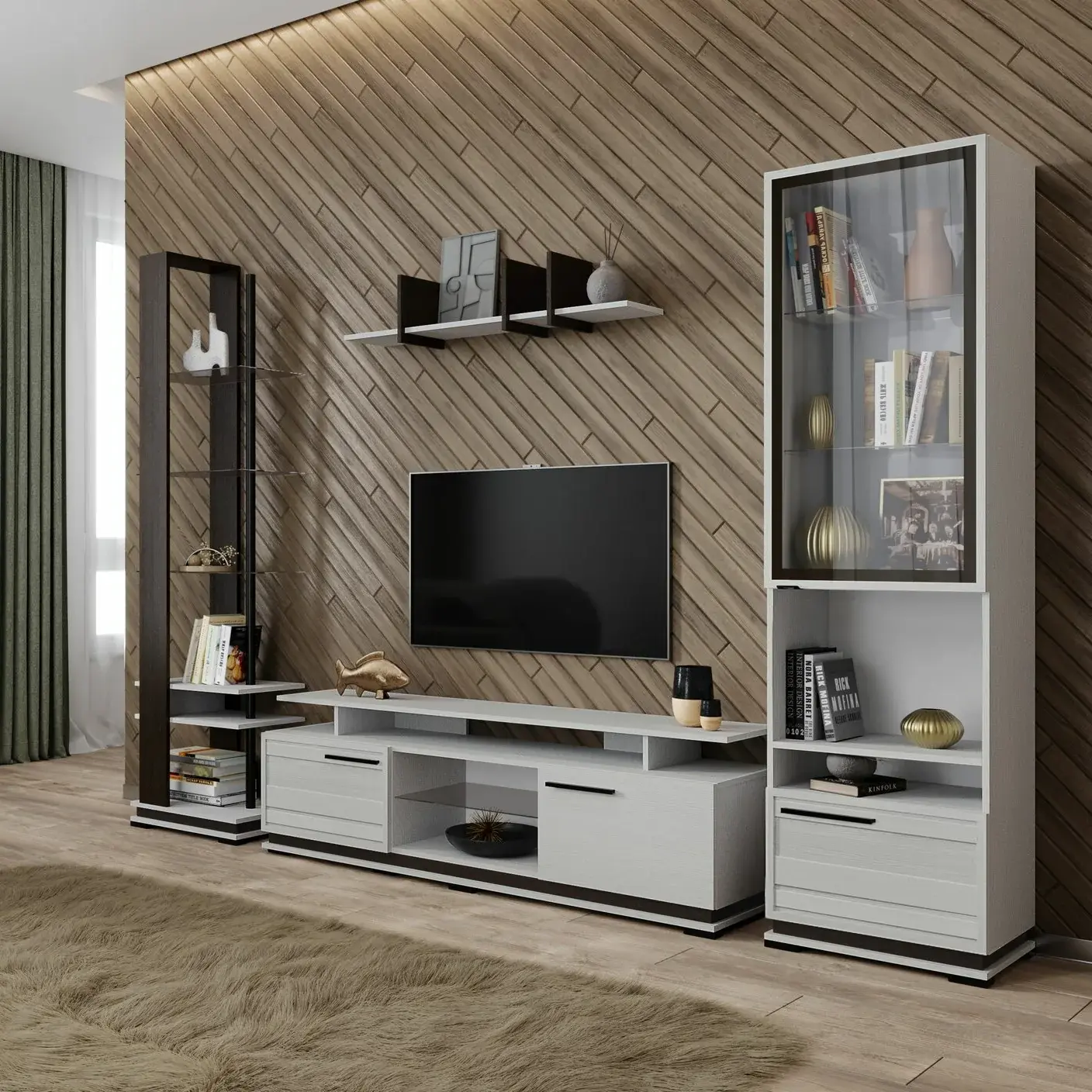 Гостиная Модена тумба ТВ МТ-2 белый/венге