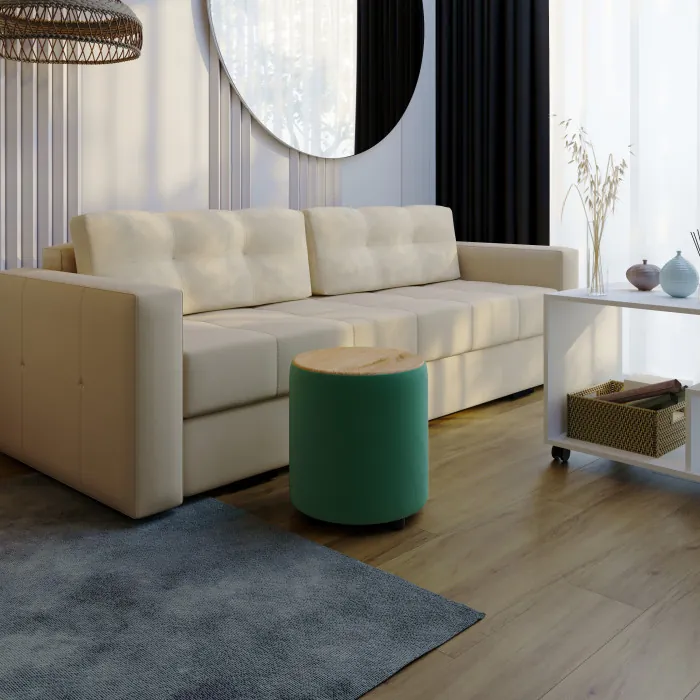 Пуф Пай изумруд/мдф дуб канадский