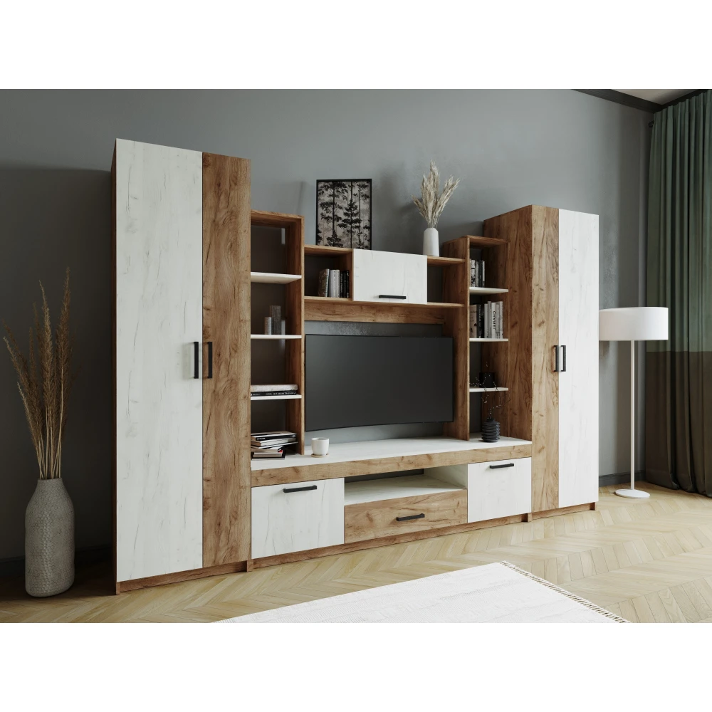 Гостиная Сидней-2 дуб крафт табачный/дуб крафт белый