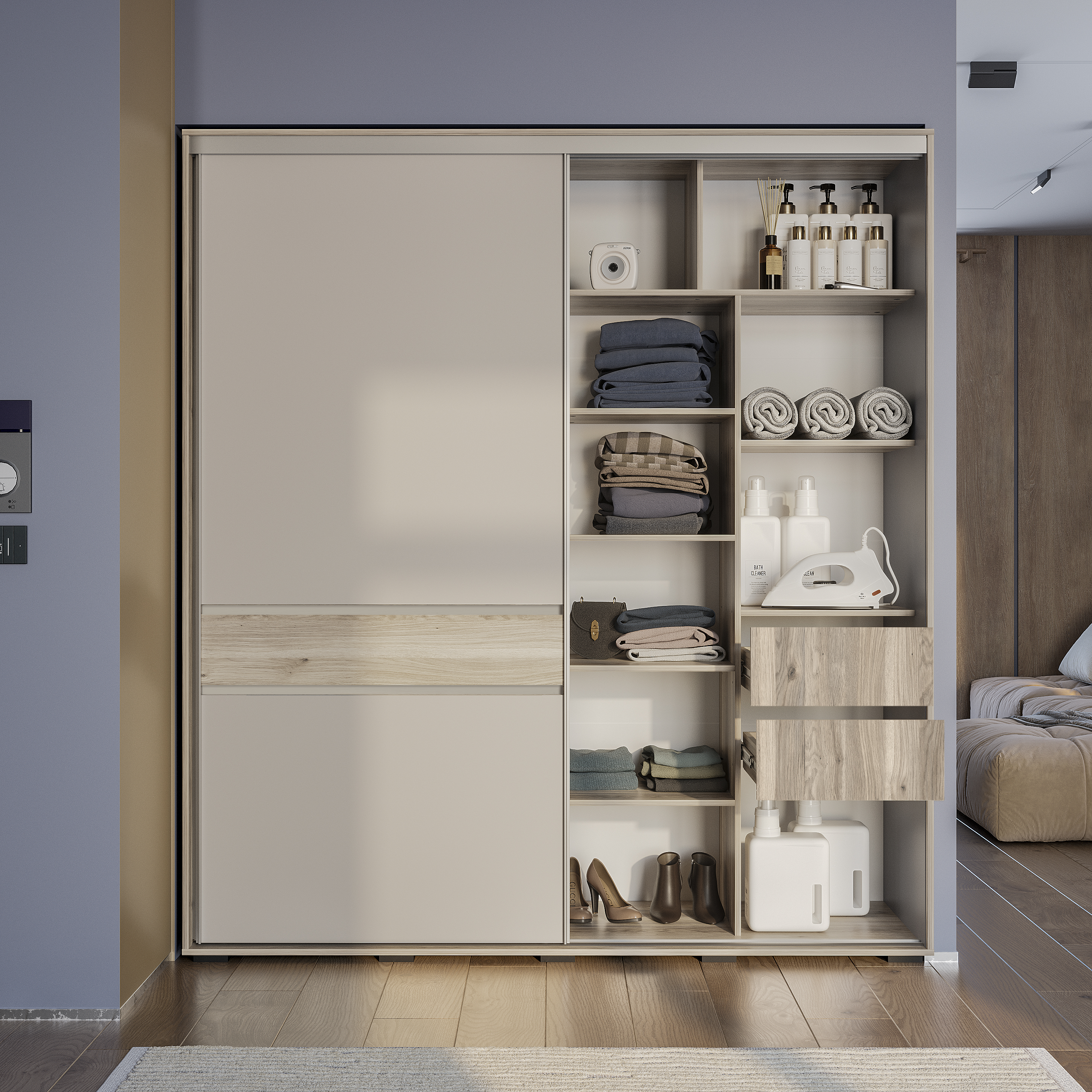 Шкаф-купе "Крафт-10" Дуб смоки/Кашемир