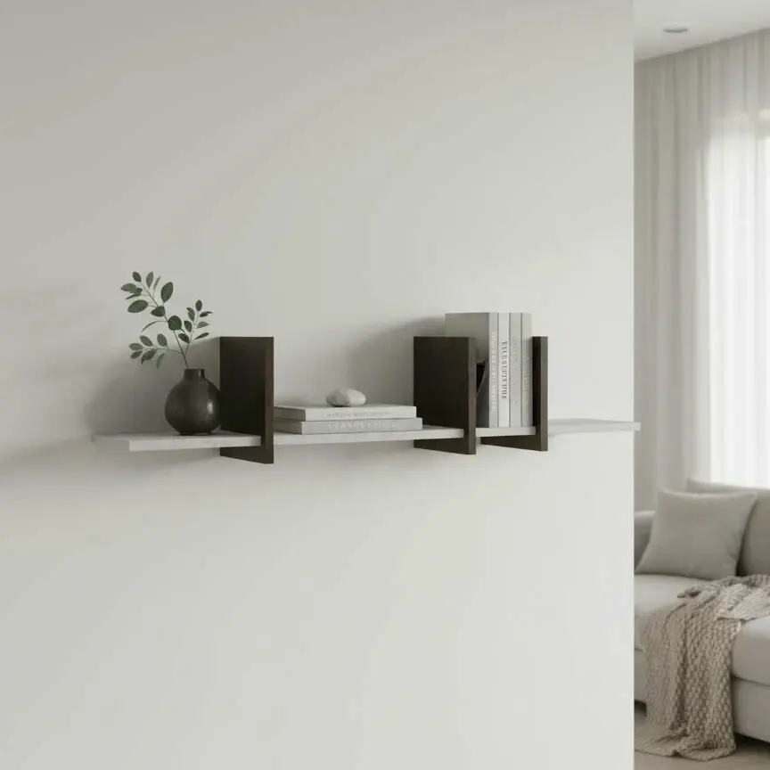 Гостиная Модена навесная полка МН-1 белый/венге