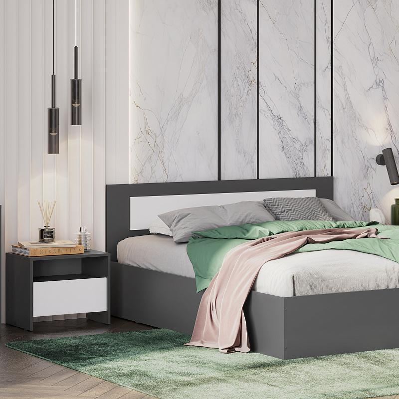 Модульная система "Дольче" Тумба прикроватная (Графит/Белый)