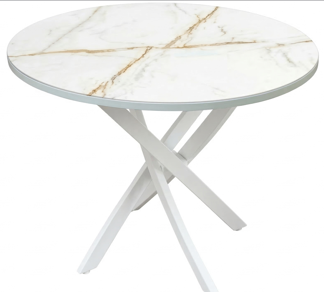 Стол Норд С ЦАРГОЙ вставка 320мм БАБОЧКА пластик 22мм БЕЛЫЙ (Пл.Белый Каспий) 