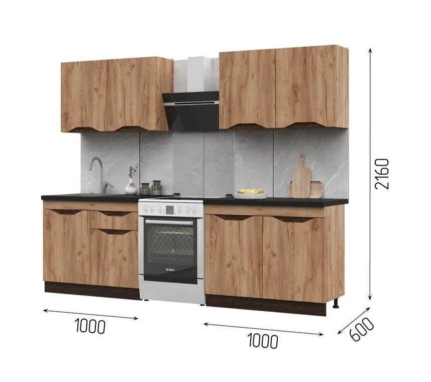 ПАОЛА Кухня 2000х2160х600, ВЕН/КРАФТ ЗОЛ