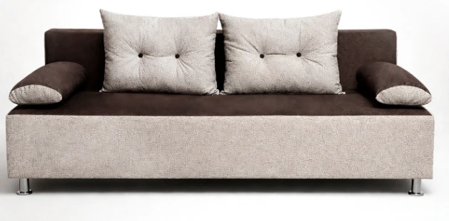 Диван прямой Прима Тик-Так Тк.LANA 14 бежевый + LANA 35 коричневый 4 кат ЭКО