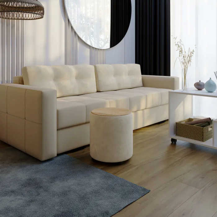 Пуф Пай бежевый/мдф дуб канадский