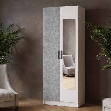 Шкаф комбинированный Ларс (0,8) с зеркалом камень серый