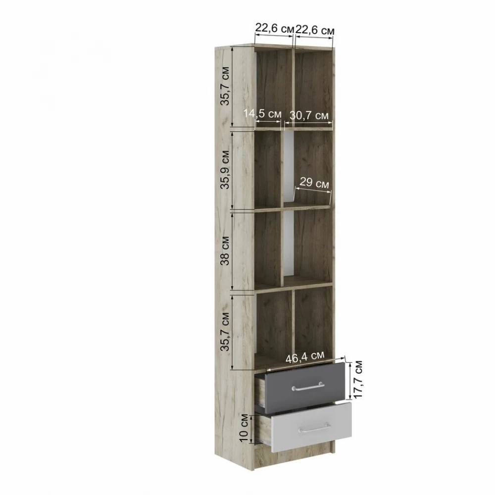 Спальня Колибри Лофт пенал дуб крафт серый/графит серый+камень серый