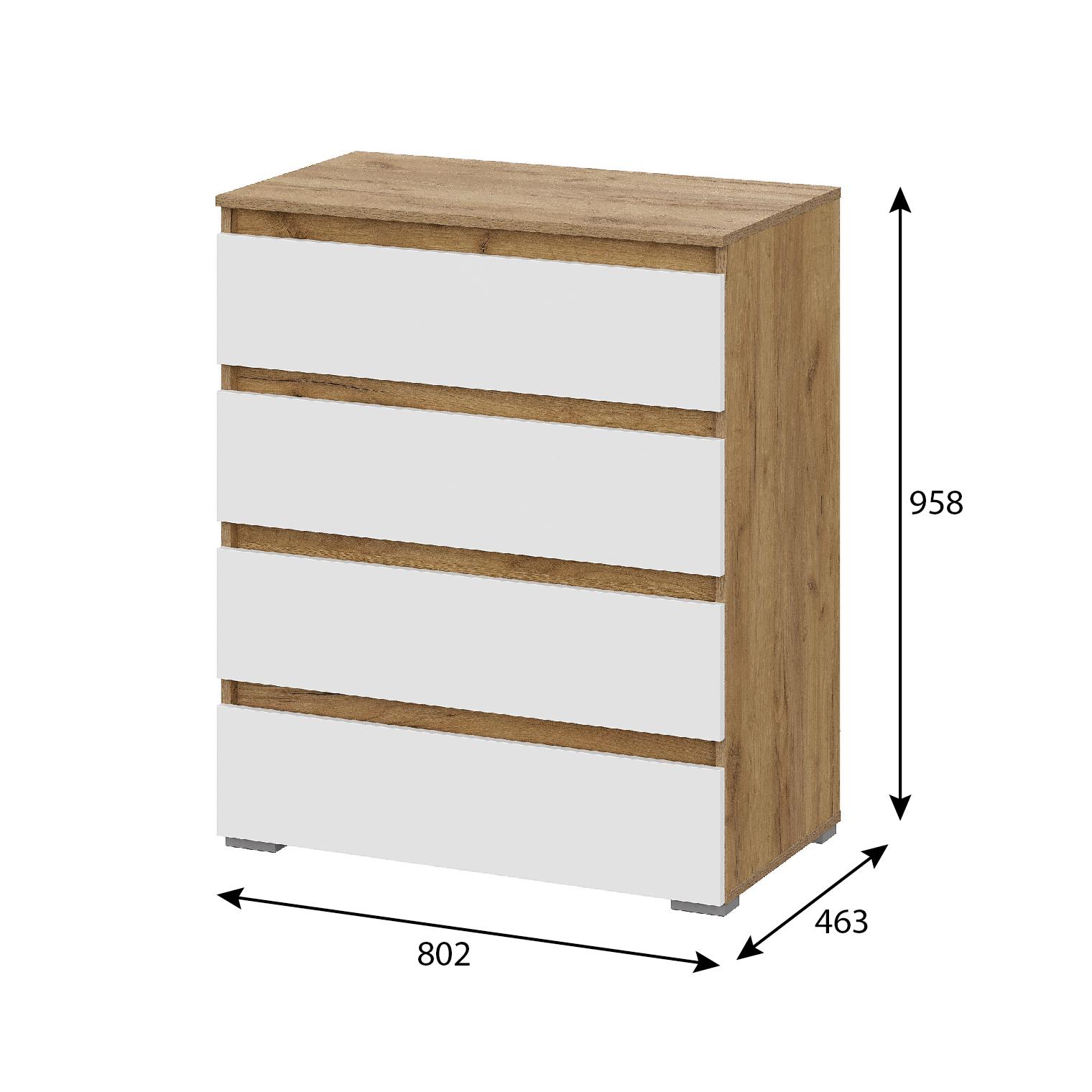 Люмо Комод КМ 02 802х958х460 (ДУБ КРАФТ ЗОЛОТО/БЕЛ)