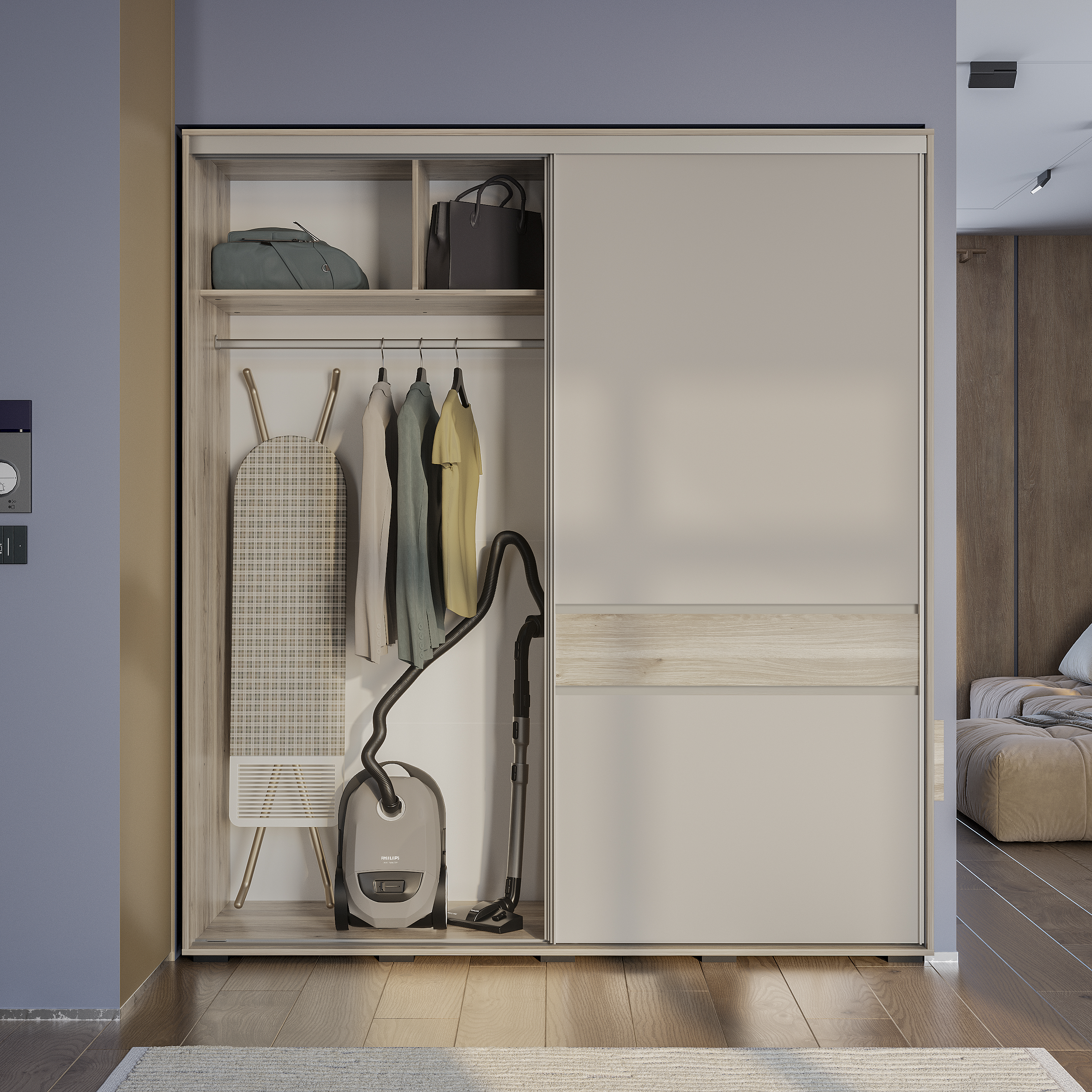 Шкаф-купе "Крафт-10" Дуб смоки/Кашемир