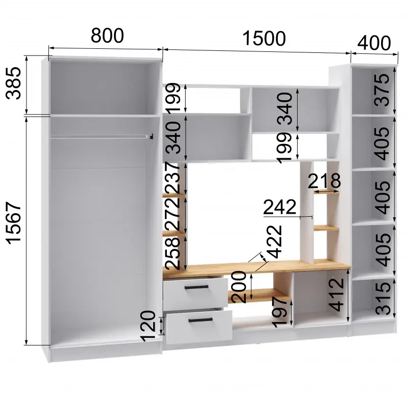 Гостиная Соло дуб крафт табачный/дуб крафт белый