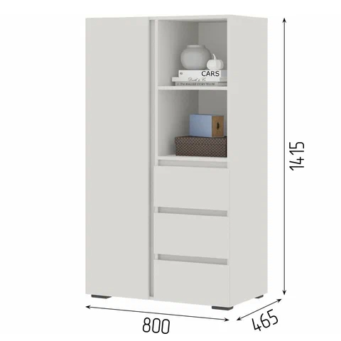 ХЕЛЕН ШК 03 Шкаф (0,802х1,414х0,460) ФАСАД СЕРЫЙ ГРАФИТ 0162/КОРПУС ДУБ КРАФТ ЗОЛОТО