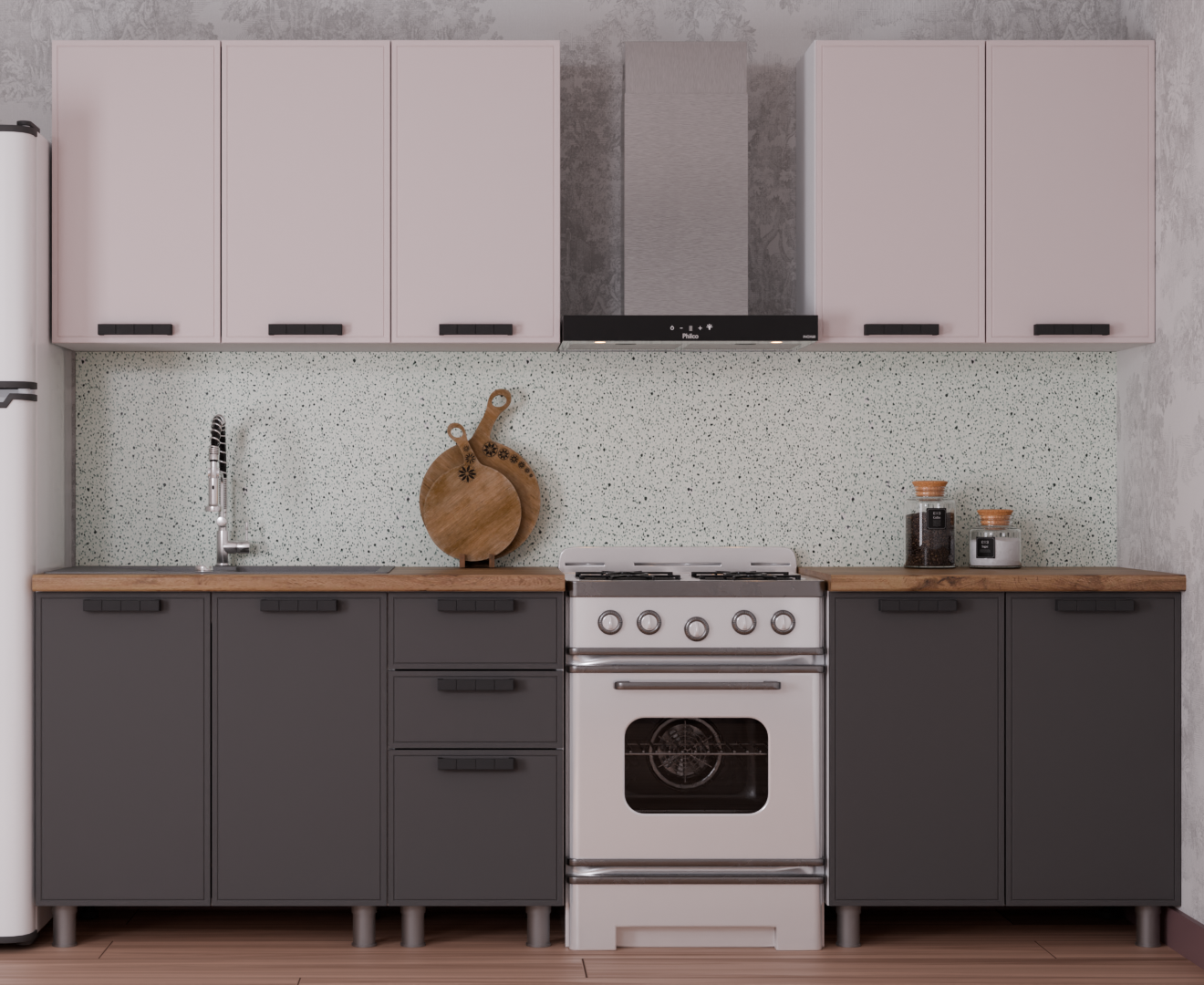 Кухня Магнолия 2.0 Кашемир/Сталь/Дуб Эдда