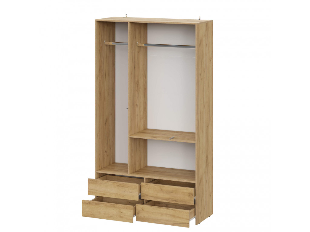 Модульная система "Абрау" Шкаф трехстворчатый (с ящиками) (Дуб Золотой/Белый)